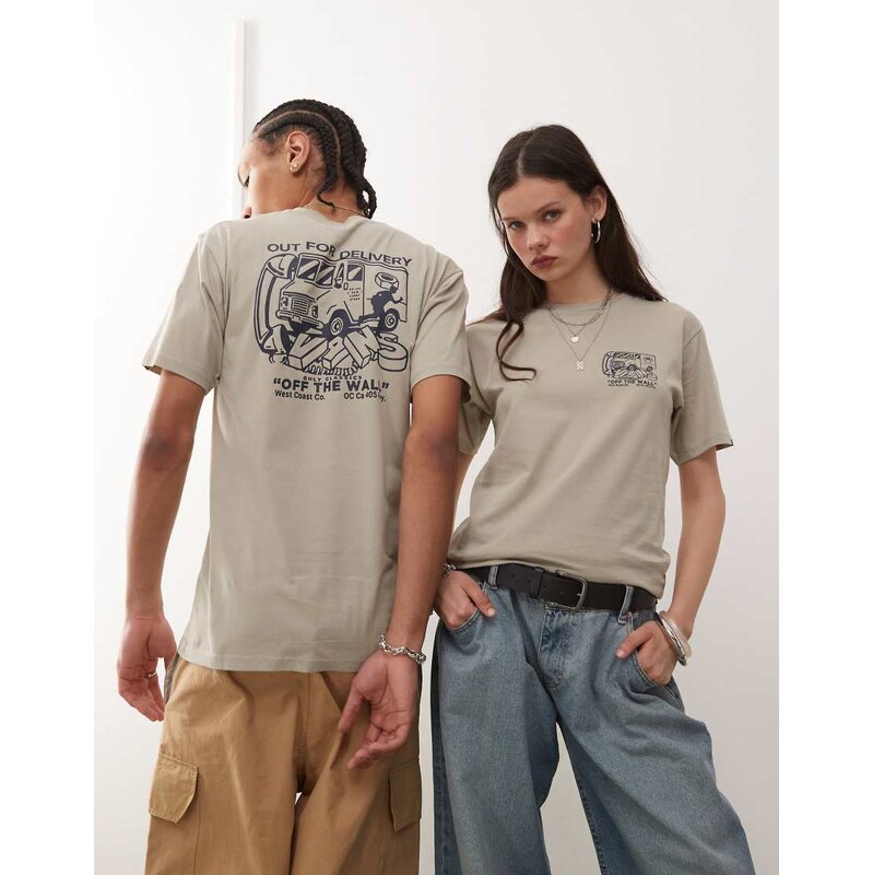 Vans next stop graphic back print t-shirt in grey