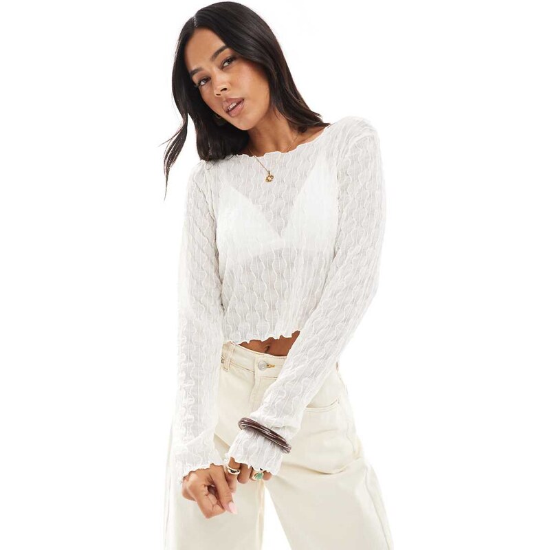 ONLY sheer textured top in white 115718631