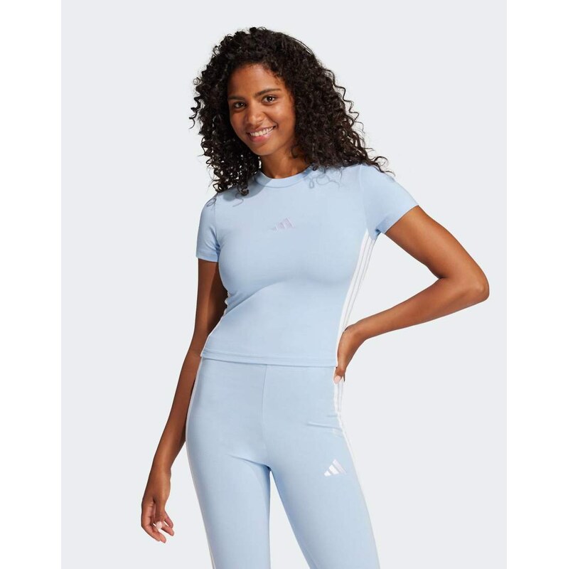 adidas performance Essentials 3-stripes slim baby tee in glow