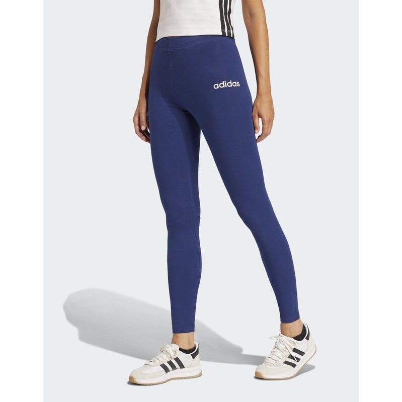 adidas performance Essentials linear cotton leggings in dark blue / 115498637