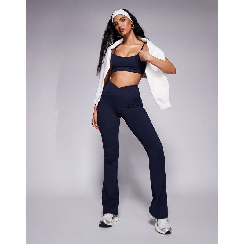 4505 Icon soft touch wrap waist slim kick yoga legging in midnight 105610943