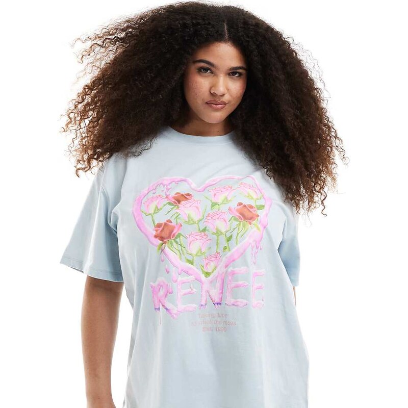 Renee Studio Plus exclusive crew neck rose heart graphic t-shirt in 105547240