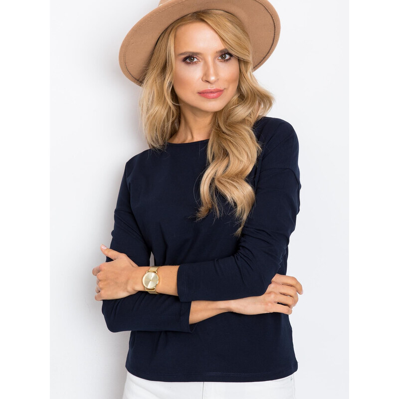 BASIC Dámské modré tričko s dlouhým rukávem -dark blue Tmavě modrá 52404824