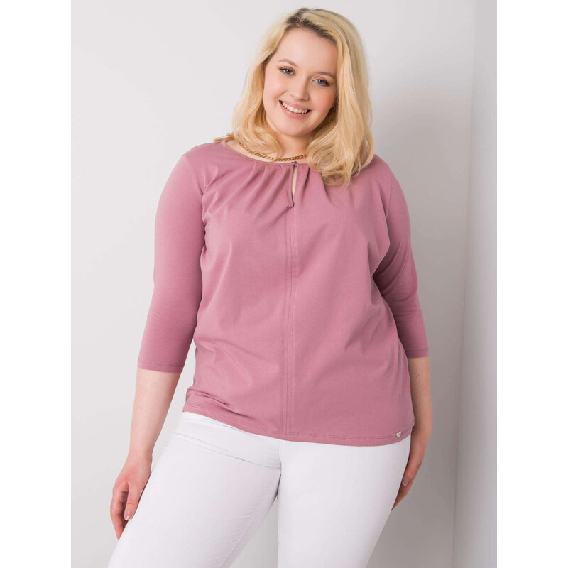 BASIC Růžová elegantní halenka RV-BZ-6334.19P-pink
