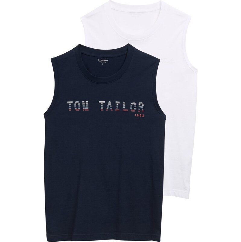 TOM TAILOR Tričko tmavě modrá / červená / bílá