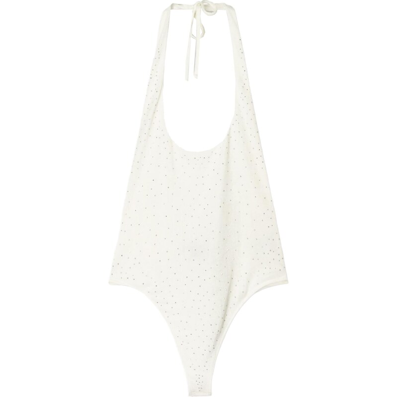 Bershka Tričkové body stříbrná / bílá