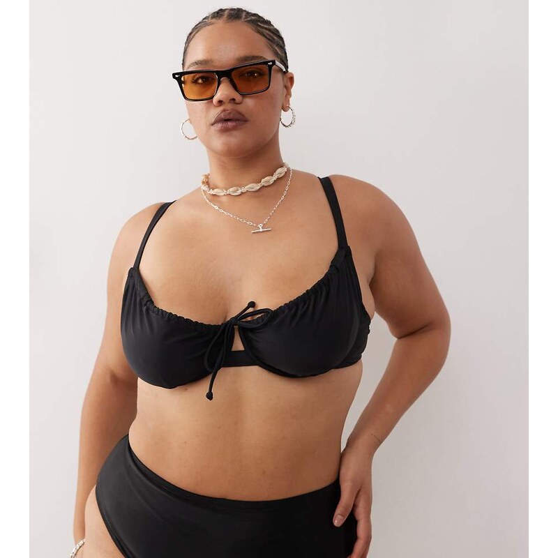 COLLUSION curve mix and match underwire bikini top in black 105554295