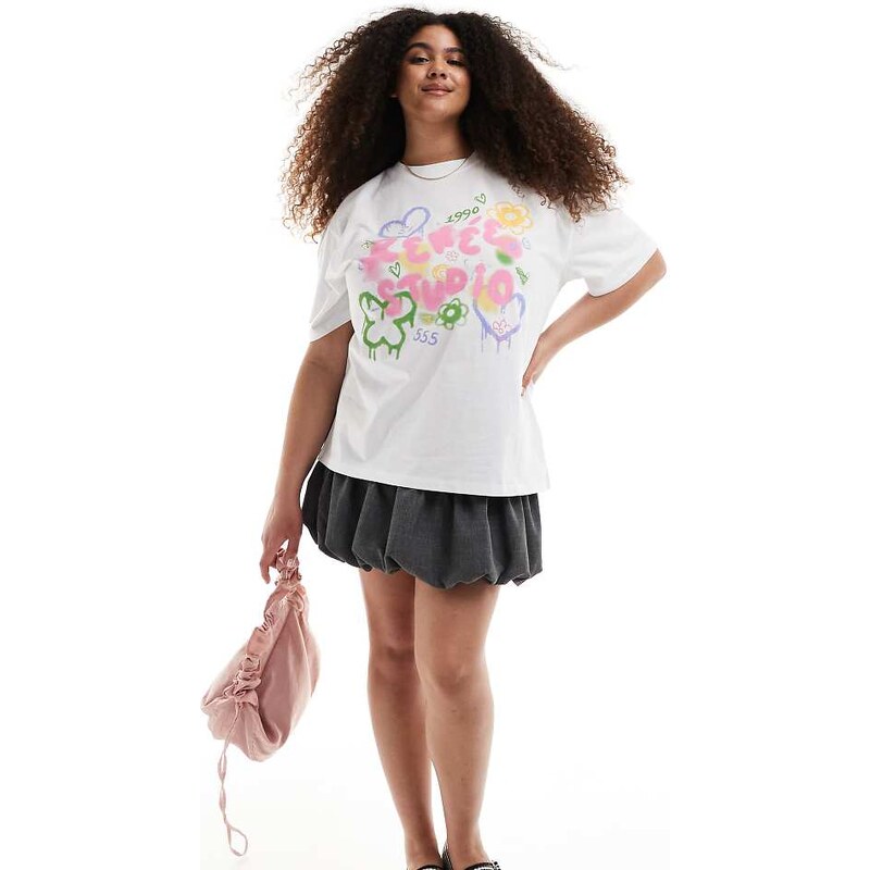 Renee Studio Plus exclusive crew neck graffiti graphic t-shirt in 105554314
