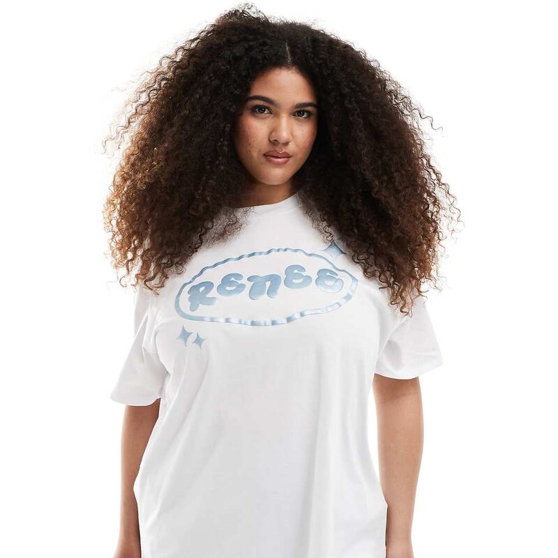 Renee Studio Plus exclusive crew neck metallic bubble logo print t 105554315