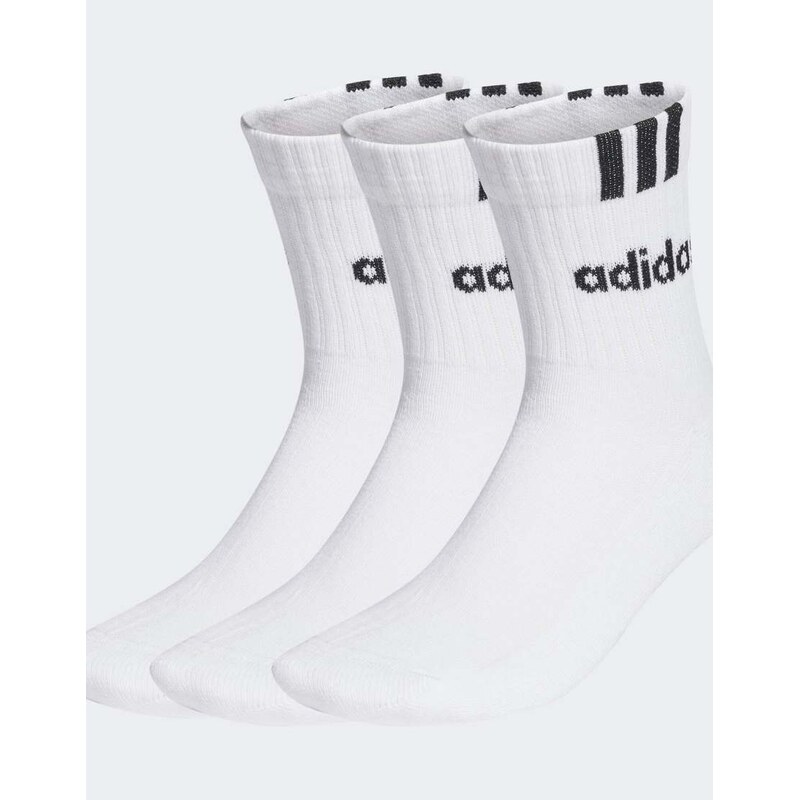 adidas performance 3-stripes linear half-crew cushioned socks 3 pairs 110062394