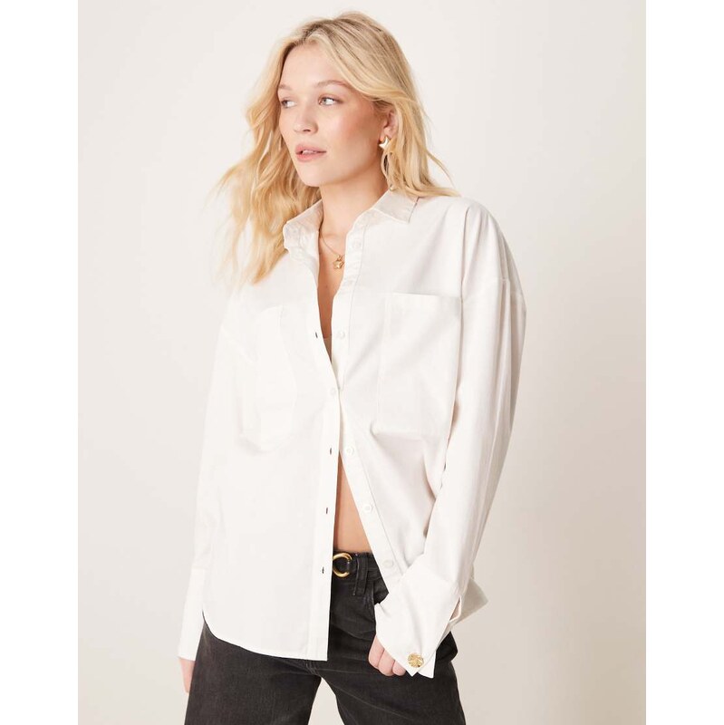 Pretty Lavish cotton poplin shirt in white 105584746