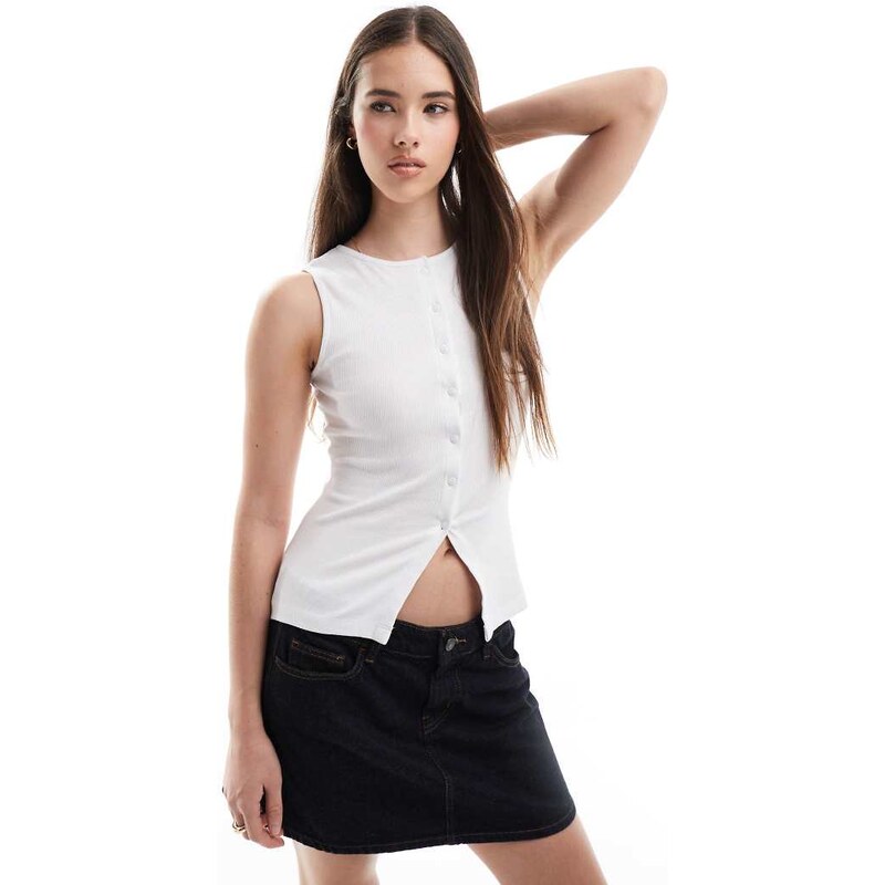 Brave Soul button down vest in white
