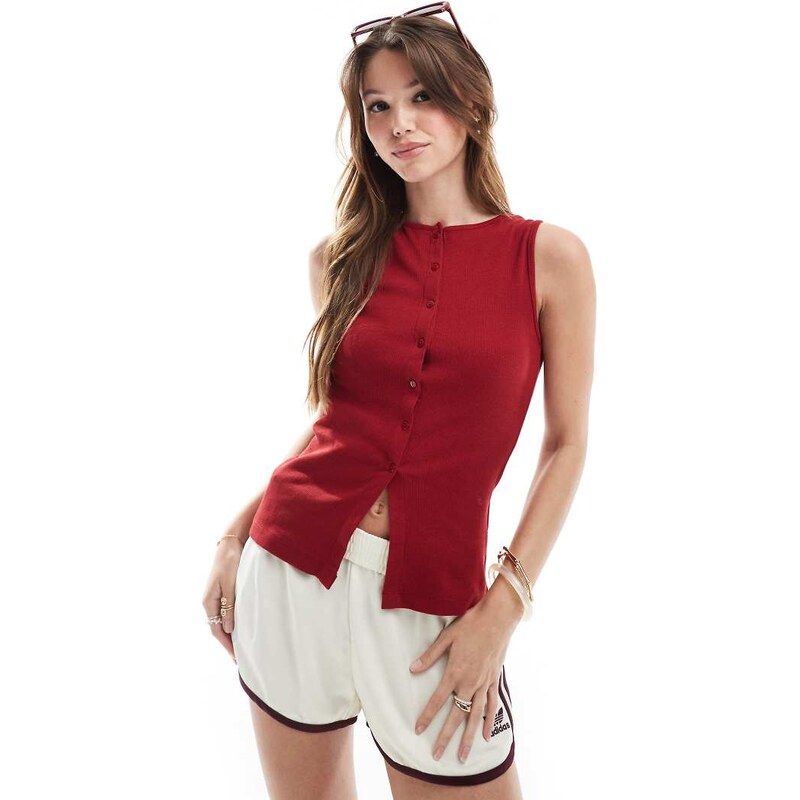 Brave Soul button down vest in red