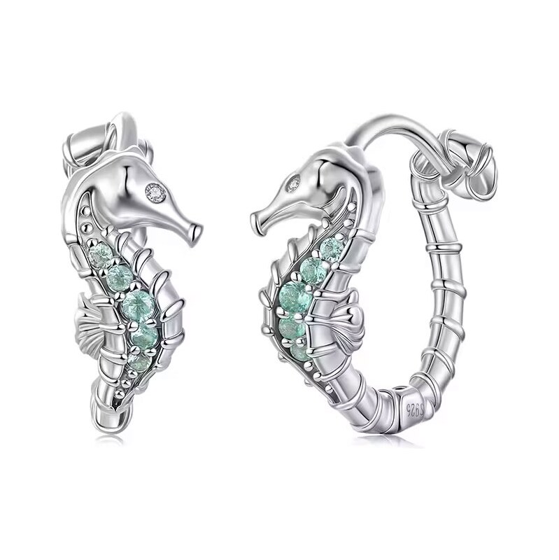 GRACE Silver Jewellery Stříbrné náušnice Mořský koník - stříbro 925 105567738