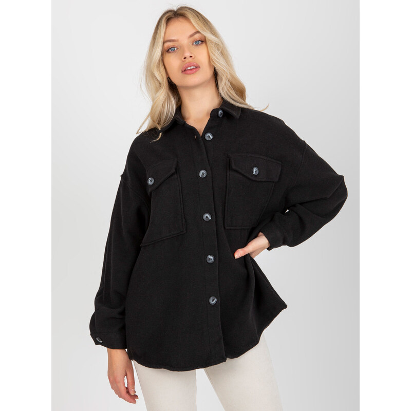 BASIC Černá dámská teplá košile DN-KS-4005.99P-black