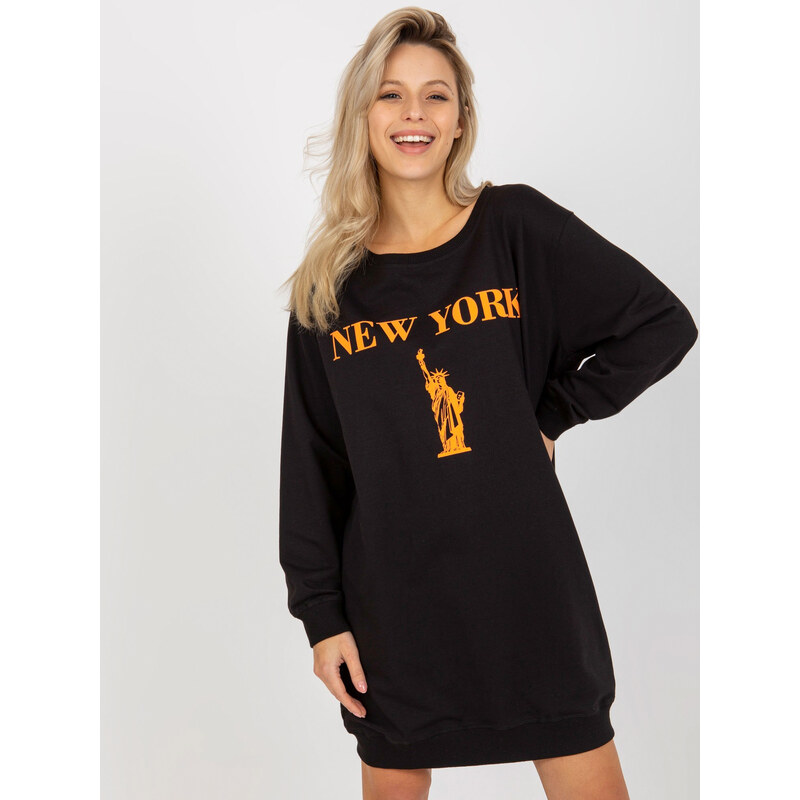 VITON Černé mikinové šaty NEW YORK -black Černá 85878156