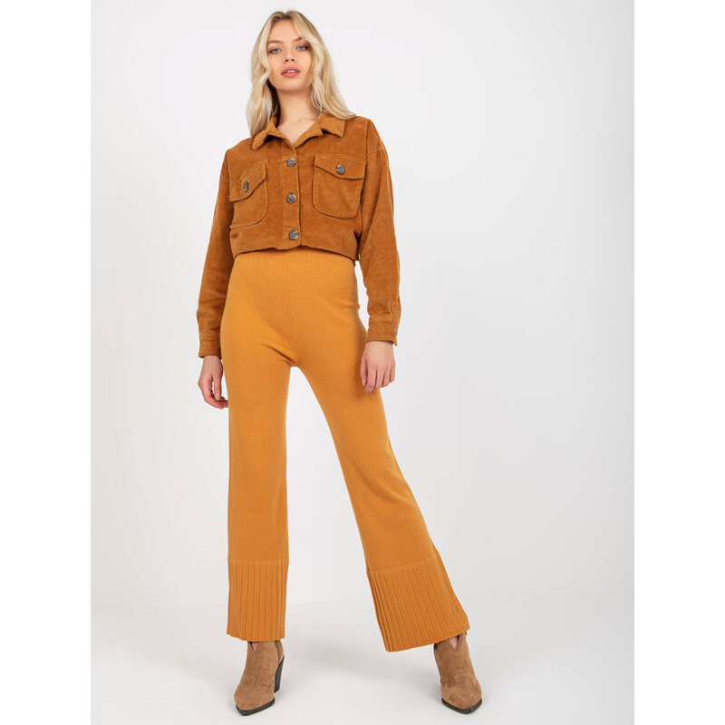 COCO ANGELO Tmavě žluté zvonové kalhoty -dark yellow Hořčicová 85878200