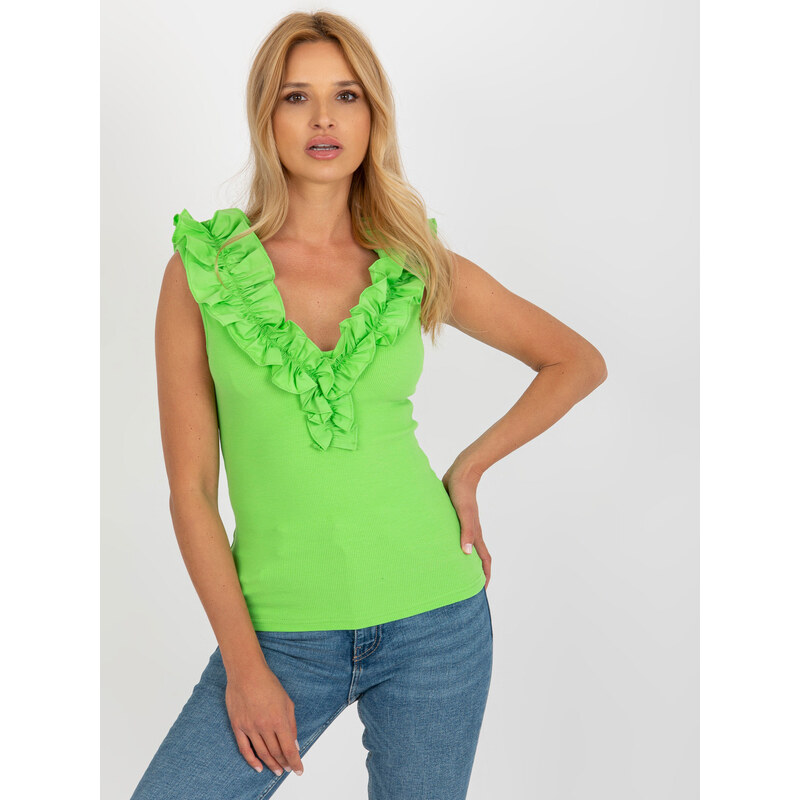 BASIC Světle zelený top bez rukávů -light green Limetková 85883327