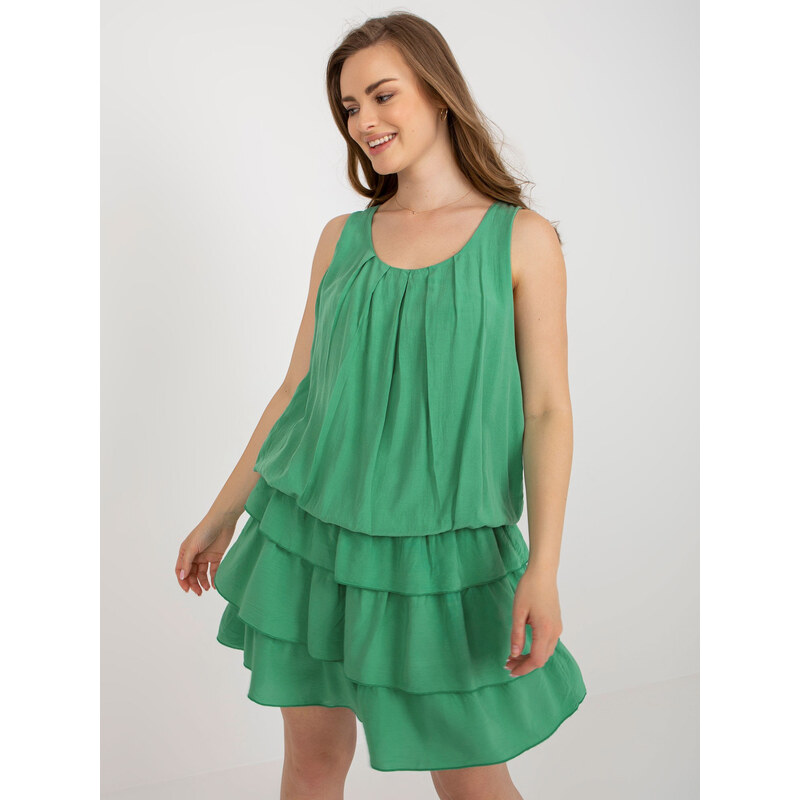 BASIC Zelené volánkové mini šaty -green Zelená