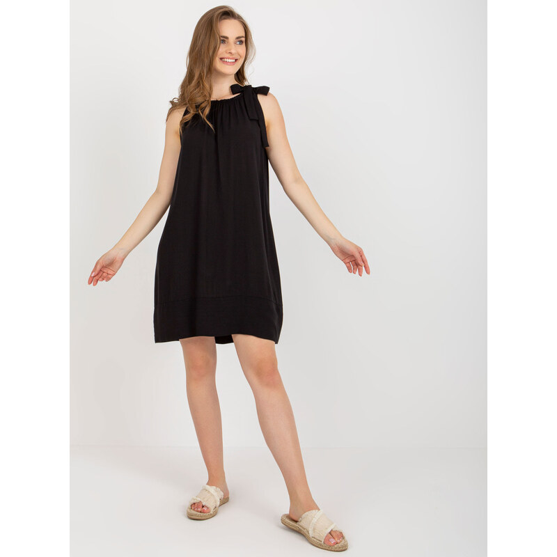 BASIC Černé volné minišaty bez rukávů -black Černá 82791368
