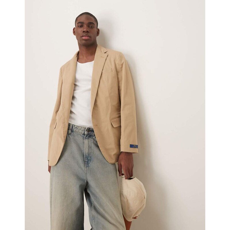 Polo Ralph Lauren tailored 2 button stretch cotton blazer in tan