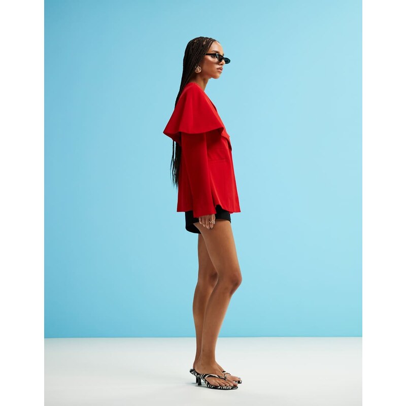 ASOS DESIGN structured oversized collar blazer co-ord in red-Black 105568736