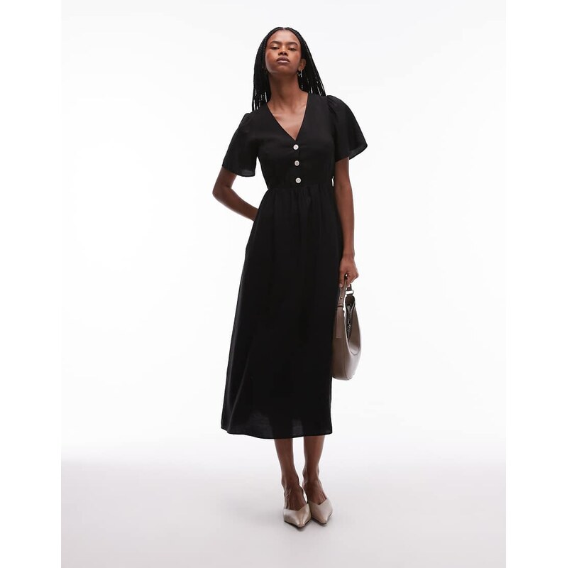 & Other Stories flutter sleeve midaxi dress in black 105572415