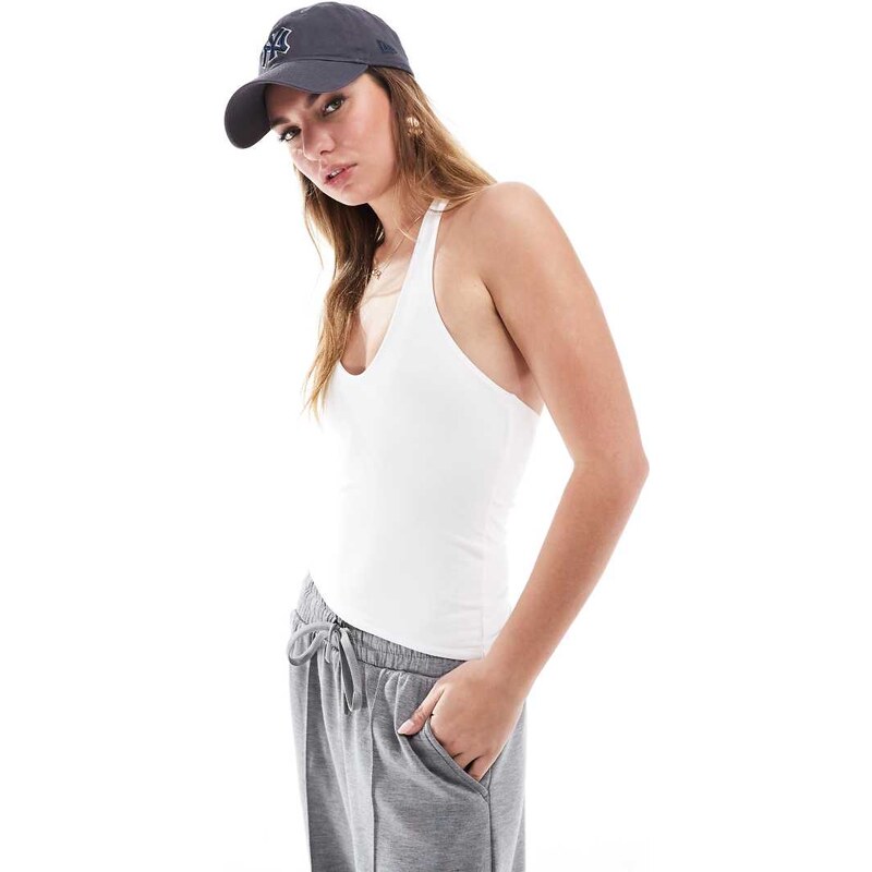 Cotton On all day v neck halter top in white 114589442