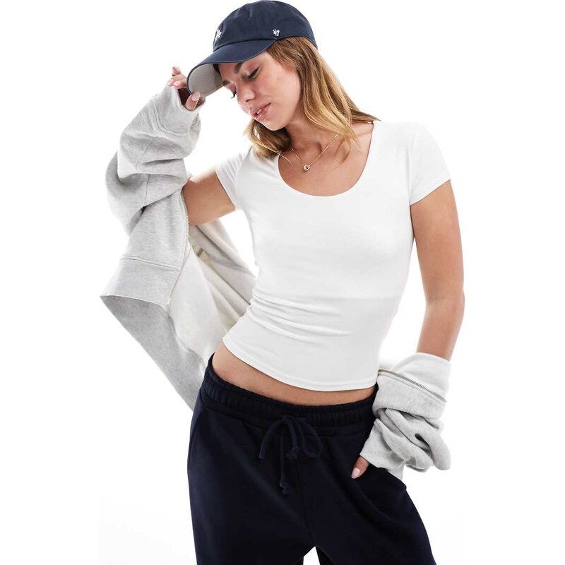 Cotton On Byron square neck short sleeve top in white 105572374