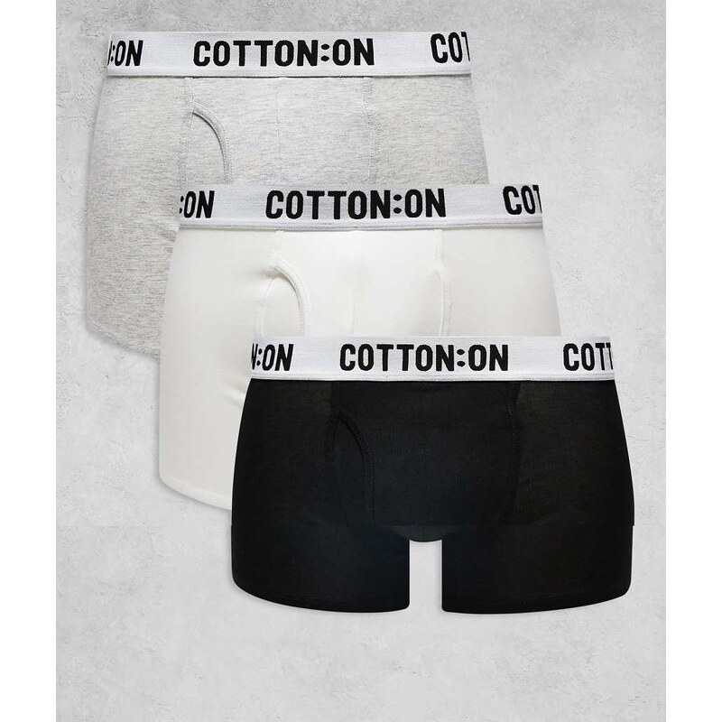 Cotton On 3 pack boxers in black grey and white-Multi 105572641