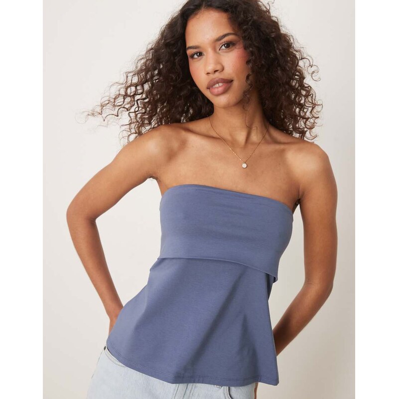 Abercrombie & Fitch foldover longline tube top in navy 105572653