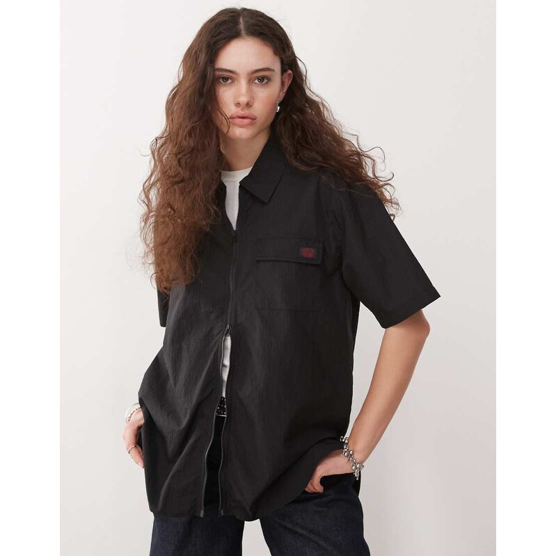 Deus Ex Machina paper street overshirt in black 105682526