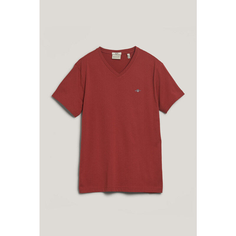 TRIČKO GANT SLIM SHIELD V-NECK T-SHIRT IRON RED