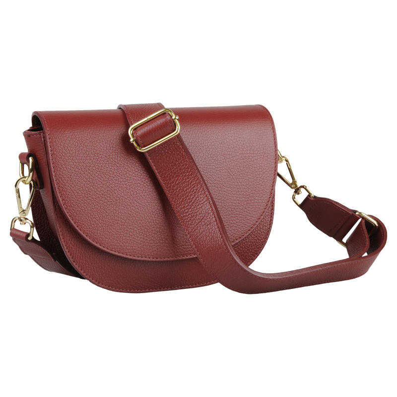 Červená kožená italská crossbody kabelka Ramona Rossa Scura