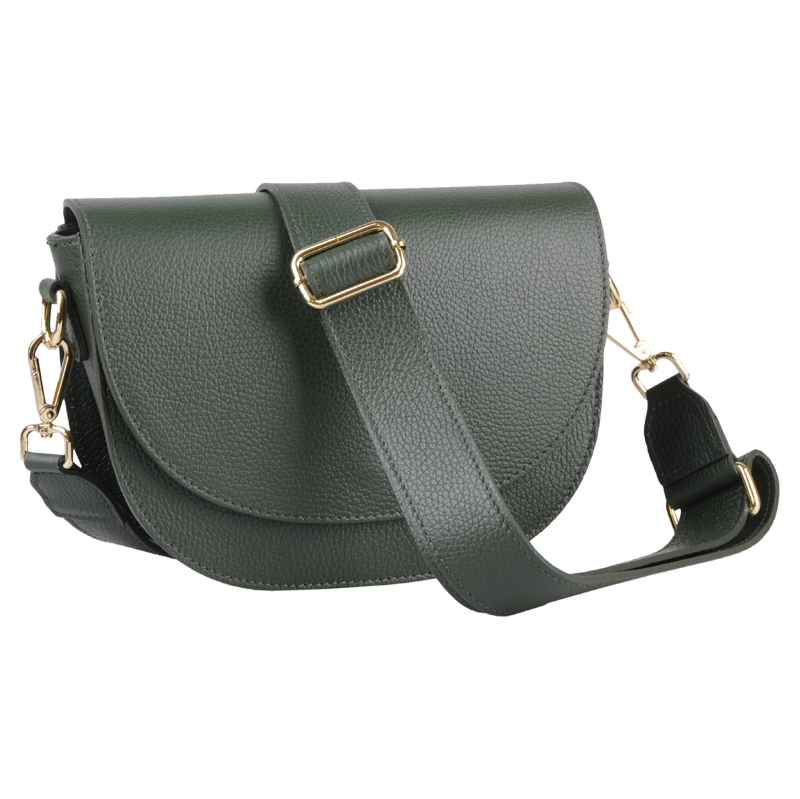 Zelená kožená italská crossbody kabelka Ramona Verde Scura