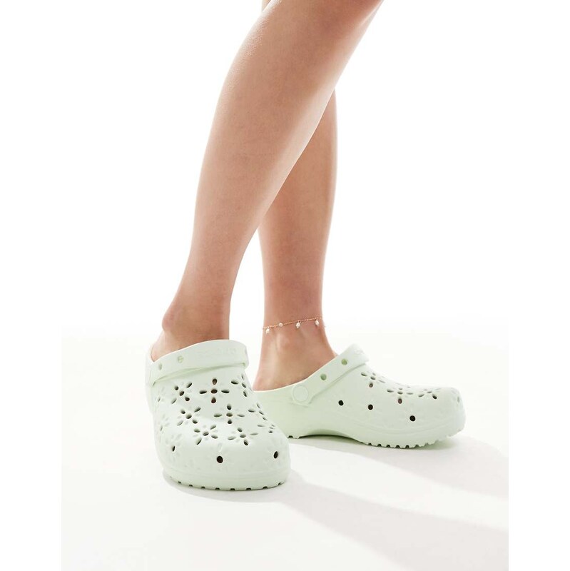 Crocs Classic floral cut out sandals in jade tint-Green 108514213