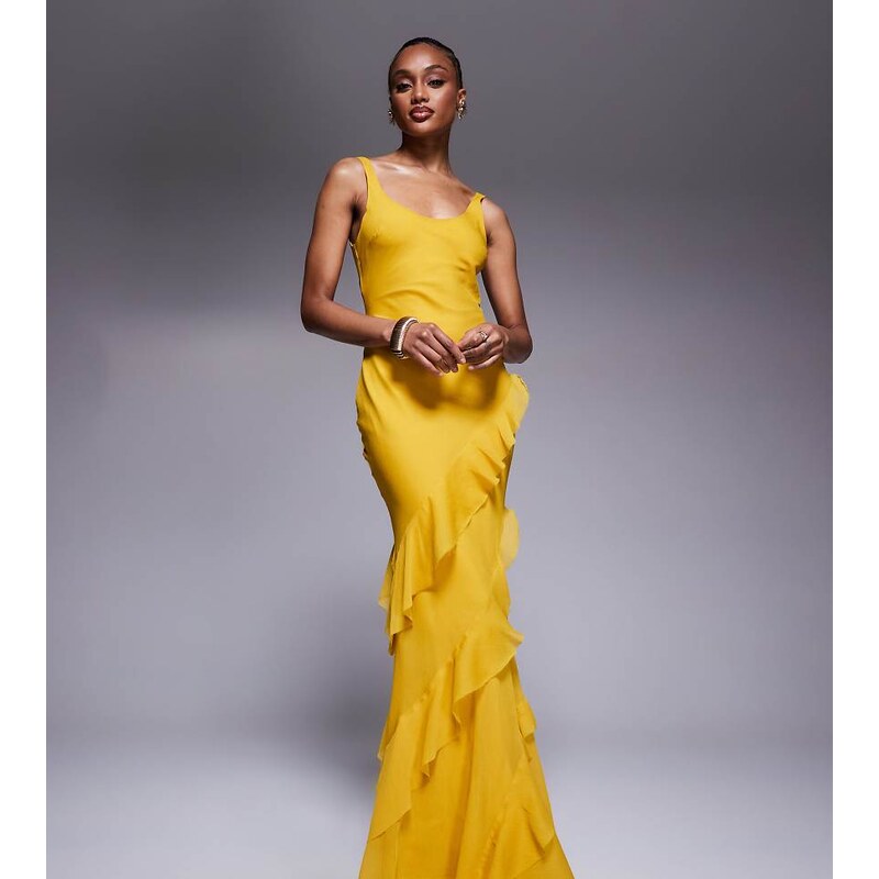 ASOS Tall ASOS DESIGN Tall scoop neck maxi dress with ruffle skirt and 108023055