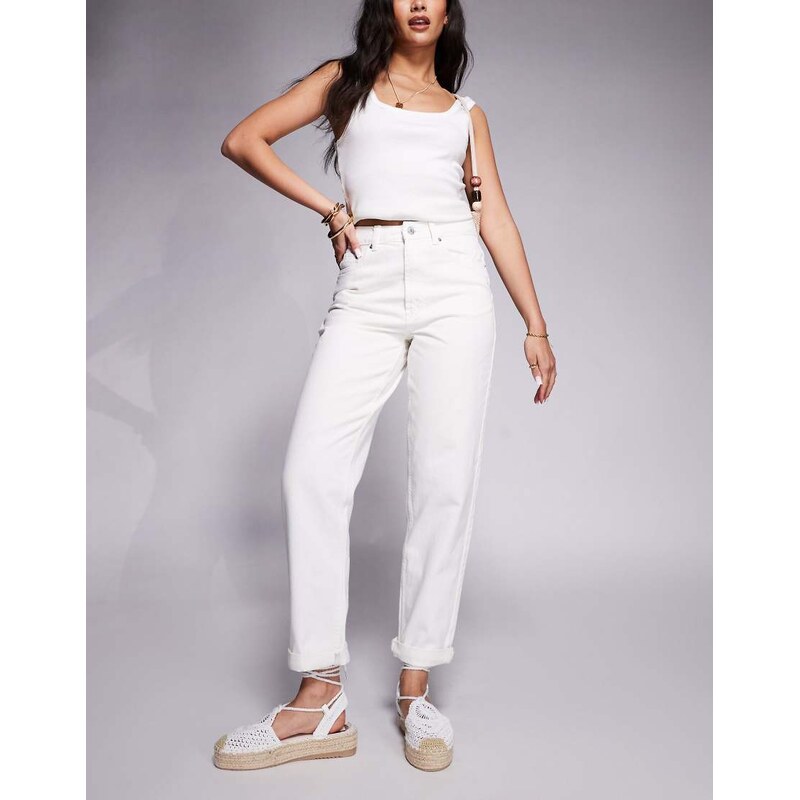 ASOS DESIGN high rise relaxed mom jeans in white