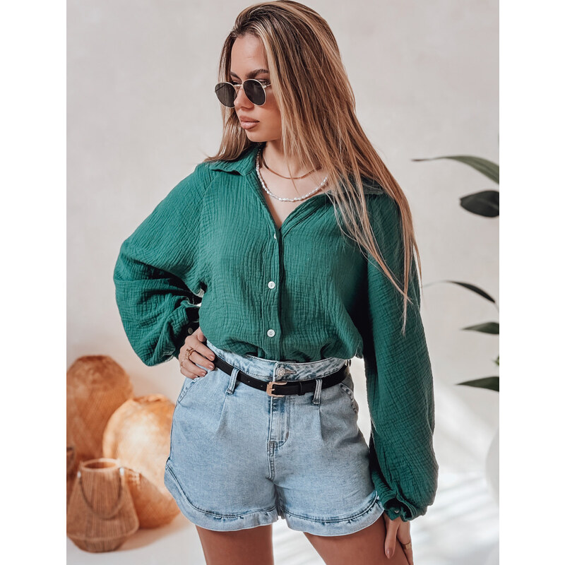 BASIC Dámské modré džínové kraťasy SHORT LOVER s páskem Denim