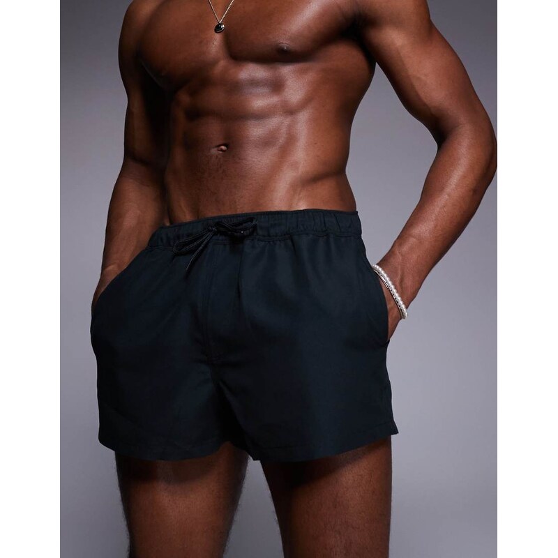 ASOS DESIGN swim shorts in super short length in black