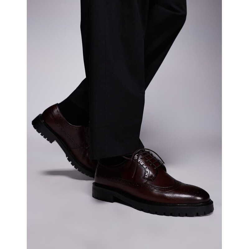 Walk London James brogue shoe in brown leather