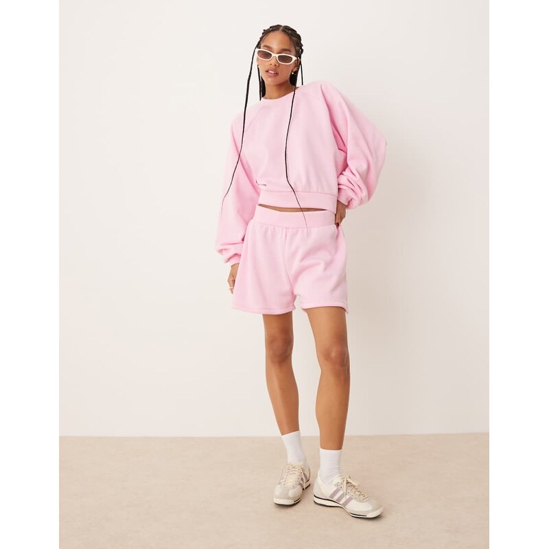 ASOS DESIGN sweat short co-ord in pink