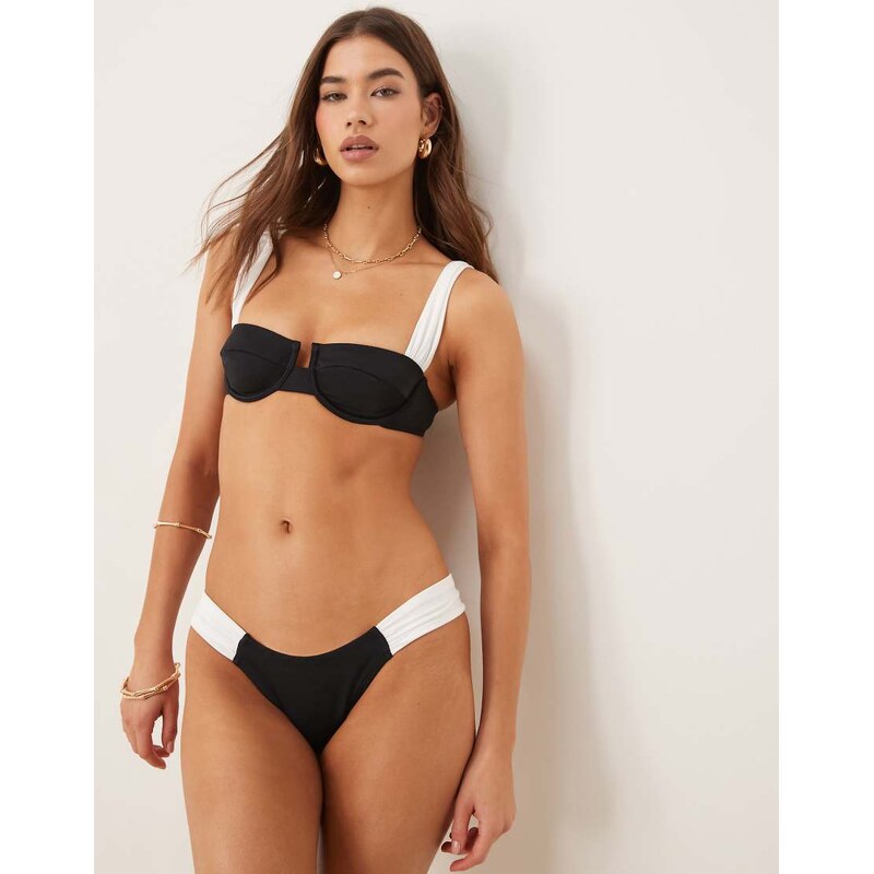 Free Society contrast underwire bikini top in black 105597711