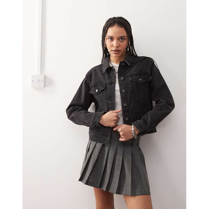 ASOS DESIGN denim western jacket in wash black 112778683