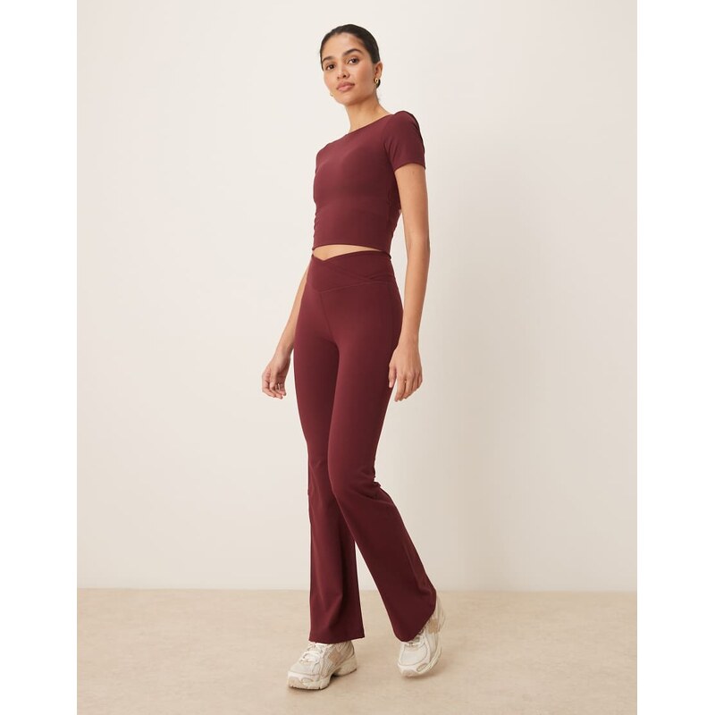 TALA DayFlex wrap high waisted flared yoga pant in burgundy 107626660
