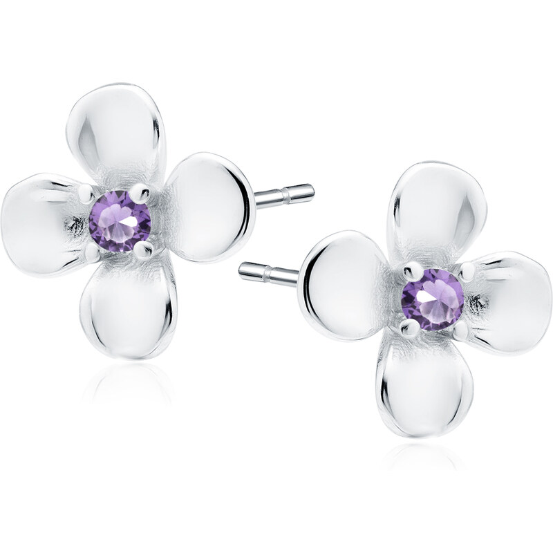 Olivie Stříbrné náušnice KVÍTEK VIOLET 9509