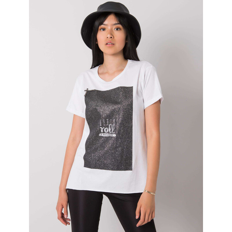BASIC Bílé dámské tričko s potiskem HB-TS-3068.60-white