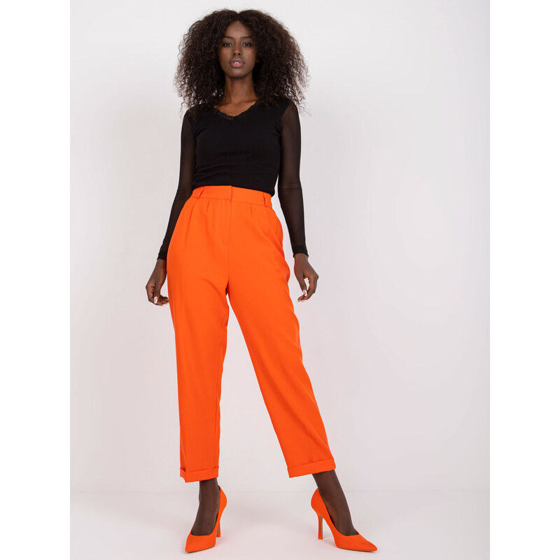 RUE PARIS Oranžové elegantní kalhoty -orange Oranžová 70312666
