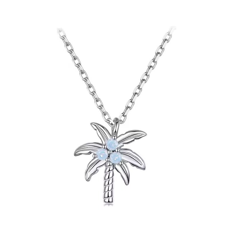 GRACE Silver Jewellery Stříbrný náhrdelník s motivem Kokosové palmy - 105609690
