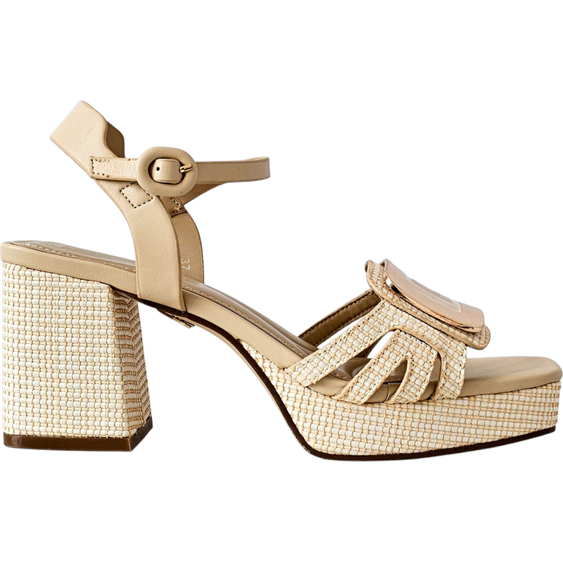 Béžové sandály Laura Biagiotti Raffia Calf Nut